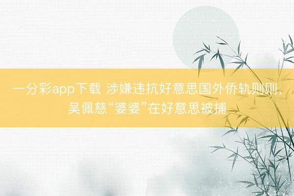 一分彩app下載 涉嫌違抗好意思國外僑軌則則，吳佩慈“婆婆”在好意思被捕